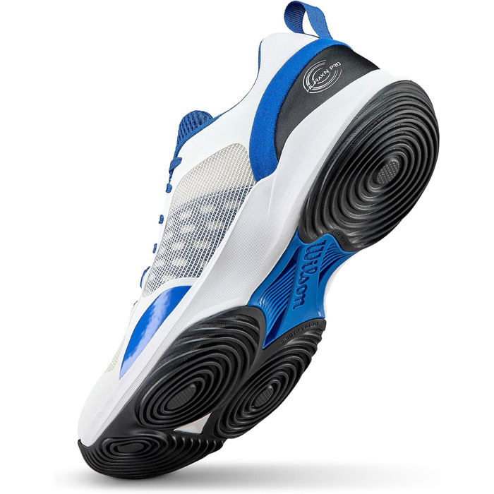 Взуття для падел-тенісу Wilson Hurakn Pro V2 для чоловіків (44 EU, X-широкий, білий, блакитний, чорний)