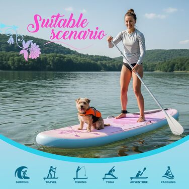 SUP дошка надувна Tuxedo Sailor 320 см, рожево-фіолетова, з аксесуарами для початківців та досвідчених райдерів