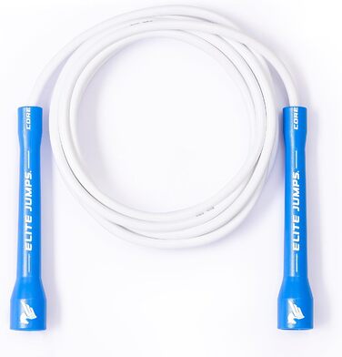 Стрибкове канат Elite Jumps Core – 6 мм PVC, регульований, для занять вдома та на вулиці, міцні ручки, антизаплутування, синьо-білий