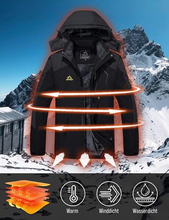 Чоловіча зимова куртка MAGCOMSEN з флісовою підкладкою, водонепроникна та вітронепроникна, тепла софтшел куртка для активного відпочинку з капюшоном, чорний/сірий колір