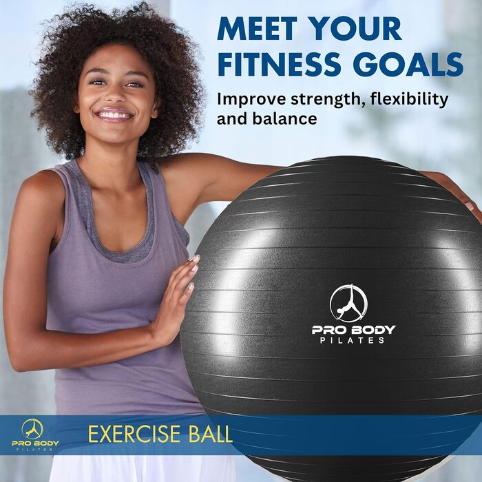 Фітбол ProBody Pilates Ball 85 см: для фітнесу, йоги, реабілітації та вагітності (чорний)