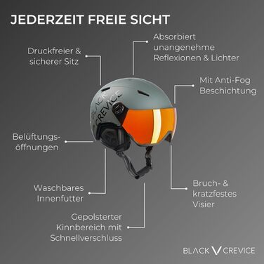 Гірськолижний шолом Black Crevice Vail з візором, пілотний стиль, для чоловіків і жінок, полікарбонат, дихаючий, регульований розмір L (58-61 см), неоново-жовтий