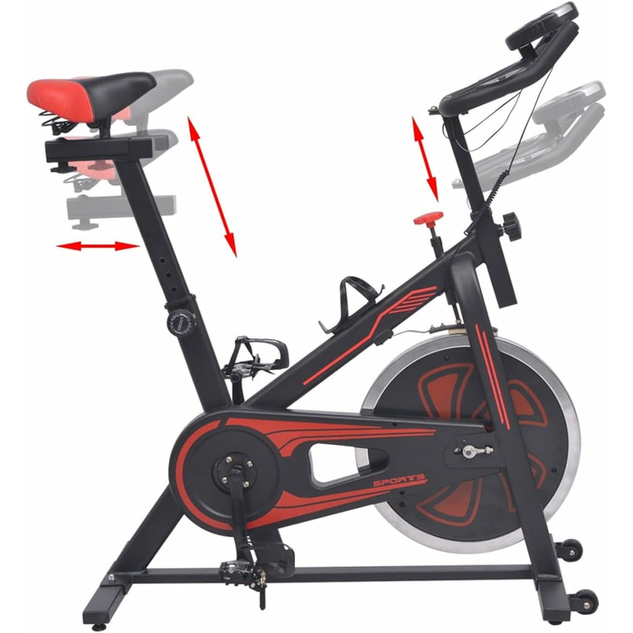 Шерстічний велотренажер з пульсометром, Beintrainer, Ergometer Heimtrainer, Pedaltrainer, Excercise Bike, обладнання для кардіотренувань, чорно-червоний