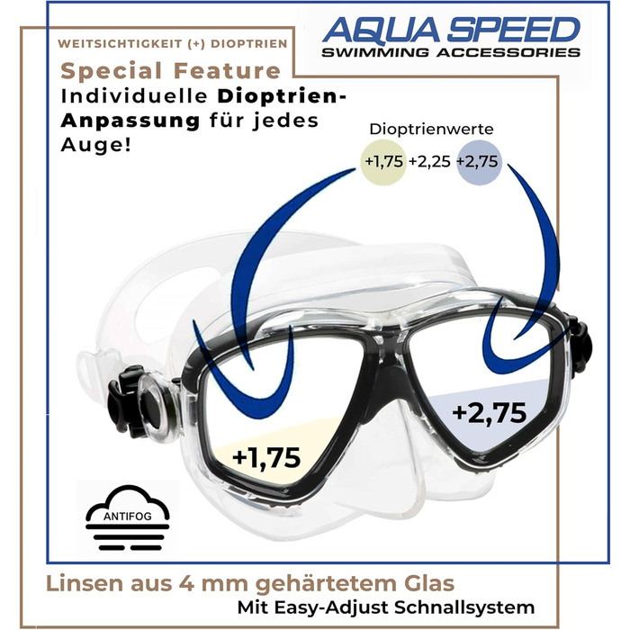 Плавальна маска Aqua Speed VISION/07 з коригуючими та звичайними лінзами для дайвінгу