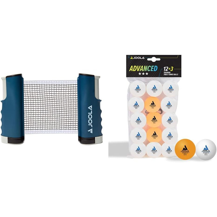 Набір для настільного тенісу JOOLA CONNECT: розкладна мережа, регульована довжина, блакитний колір, комплект (можливе доповнення чохлом для ракет та м'ячами), для сімейних ігор