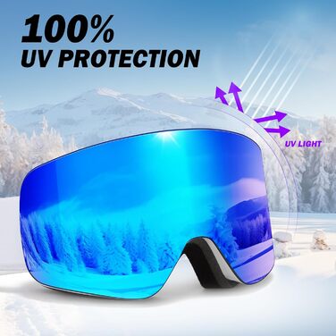 Скі-маска для дорослих, чоловіча/жіноча, YH227 для сноуборду, з антизапотіваючим покриттям, OTG, захист від УФ, антиковзаюча стрічка, повне REVO-дизайн, білий/срібний, VLT 13% (білий/Revo Blue-VLT 19%)