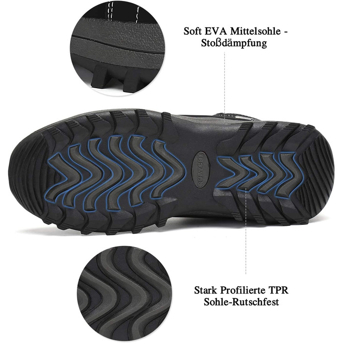 Зимові черевики для чоловіків та жінок. Теплі зимові чоботи Outdoor. Чорні черевики для снігу, 40 EU