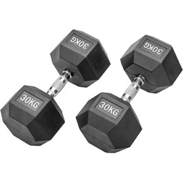Гантелі Hexagon Studio 60 кг (2x30 кг), гумові, чорні