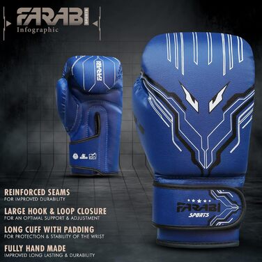 Дитячі боксерські рукавички Farabi Sports 6oz для хлопчиків і дівчат, сірі – для боксу, ММА, муай-тай, боксерського мішка та тренувань, вік 5–10 років