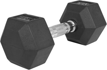 Гантелі шестигранні GORILLA SPORTS 42,5 кг, гумовані, гантелі для фітнесу і силових тренувань, з рифленою хромованою ручкою, чорні, нековзкі, чавун