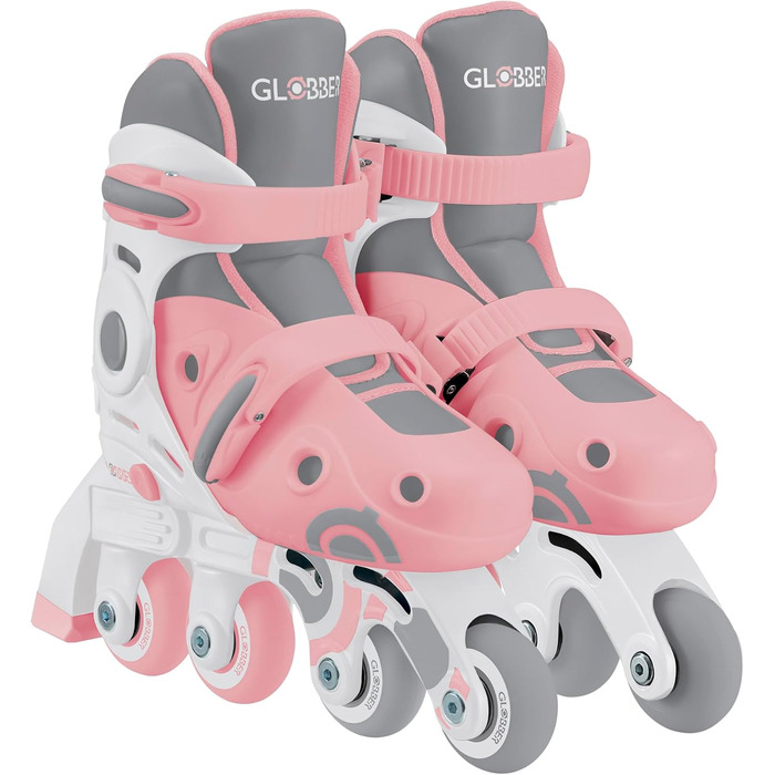 Ролики GLOBBER 2в1 для дітей, регульовані, Inline та Quad, ABEC 9, рожеві