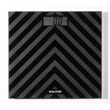 Цифрова ваги для ванної Salter SA00287, скло, 180 кг, чорний Chevron, LCD-дисплей, батарейки, миттєве вимірювання