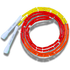 Стрибкове канат Elevate Rope Professionelles Perlen - 3м, регульований, якісні намистини та полішнур - для фрістайлу, кардіо та трюків. Підходить для всіх рівнів, для використання в приміщенні та на вулиці (червоний/помаранчевий/жовтий/білий)