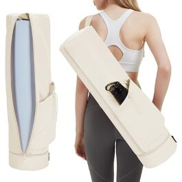 Сумка для йоги Yogatasche Damen бежева з відділенням для мокрого одягу, тримачем для пляшки та повнорозмірною блискавкою