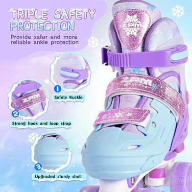 Ролики для дітей 2PM SPORTS: регульовані, рожево-блакитні, для дівчаток-початківців, для катання в приміщенні та на вулиці (M, 32-36 EU)