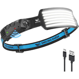 Ліхтар налобний акумуляторний Smiling Shark з LED, водонепроникний, для кемпінгу, бігу, риболовлі