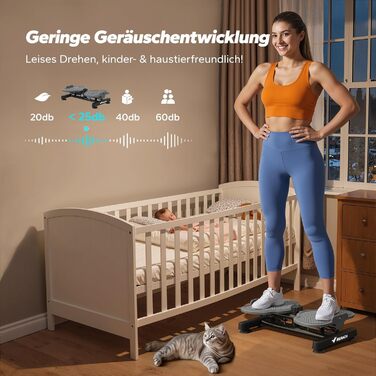 MERACH Диск для скручування тазу, тренажер для пресу з 2 еластичними стрічками, для тонкої талії та силових вправ, до 136 кг, безшумний, сірий