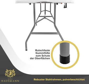 Складаний стіл для кемпінгу Karl Hausmann 180x75x74 см - білий