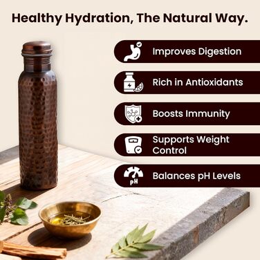 Куперна пляшка для води з кришкою та сумкою 1000 мл (2 шт.) - Аюрведа, для офісу та йоги