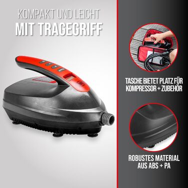 Електричний повітряний компресор HEYNER® SUP 16 PSI для відпочинку та активного відпочинку на природі (12V, KFZ)