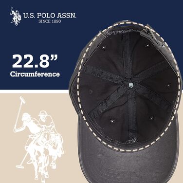 Чоловіча бейсболка U.S. Polo Assn. з логотипом Small Pony, 100% бавовна, регульований розмір, темно-сіра