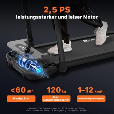 Електричний біговий тренажер Mobvoi Home Laufband SE 2.5 PS, 12 км/год, компактний, складний, з пультом ДУ, для дому, з додатком TicSports, чорний