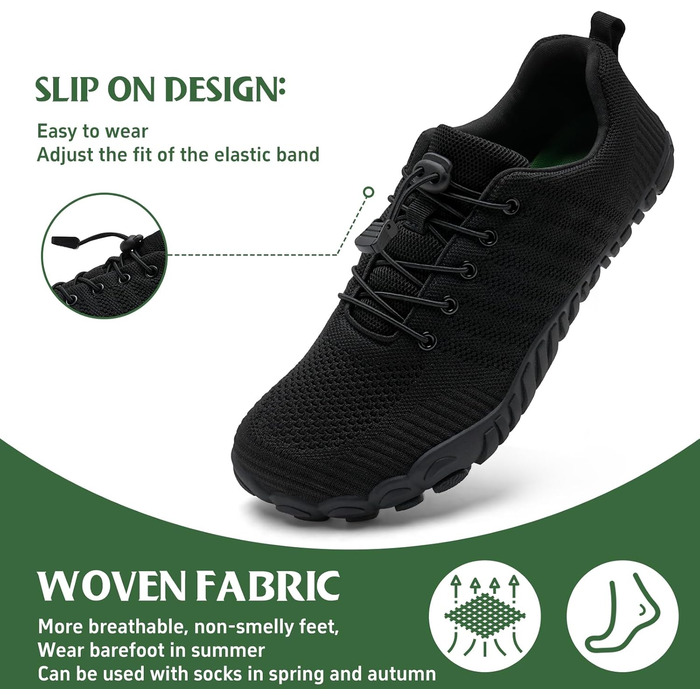 Barefoot Shoes IceUnicorn для жінок та чоловіків: кросівки для трейлу, плавання та відпочинку на пляжі (46 EU, чорний)