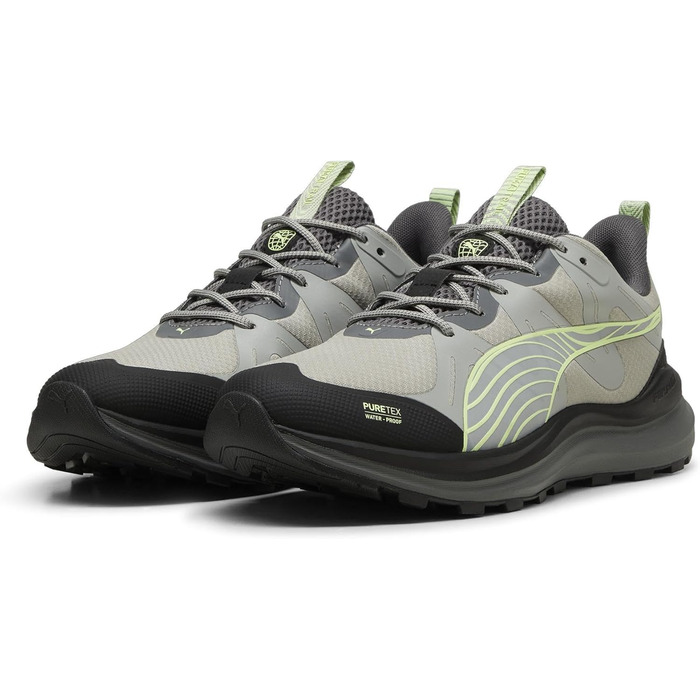Кросівки для бігу PUMA Reflect Lite Trail PTX - унісекс, сірий/чорний/яблучно-зелений (42 EU)