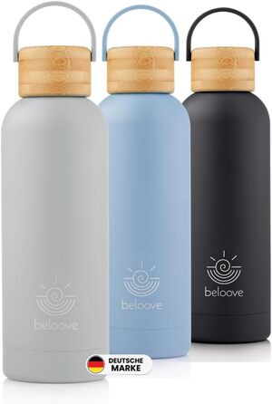 Термос-бутилка beloove з нержавіючої сталі, BPA-free, подвійні стінки, герметична, підходить для газованої води, зносостійке порошкове покриття, 500/750 мл