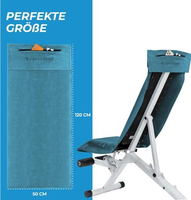 Рушник для фітнесу з мікрофібри 120x50 - швидковисихаючий, з кишенею на блискавці, м'який спортивний рушник для тренажерного залу та спортзалу (120 x 50 см, темно-синій)