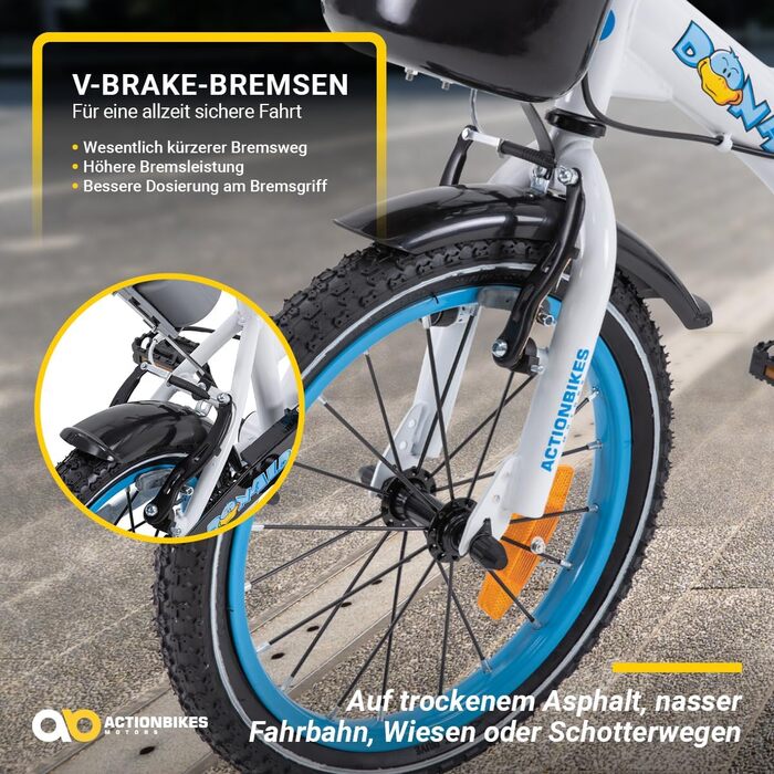 Дитяче велосипед Donaldo 16 дюймів | 12, 16, 20 дюймів | V-Brake гальма | для дітей 2-9 років | з брудозахистом