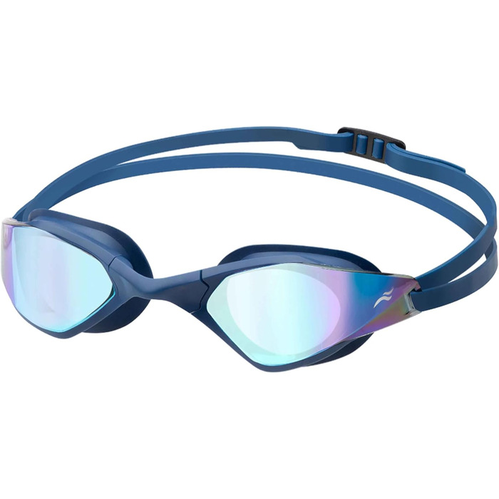 Окуляри для плавання Aqua Speed Riptide 10 для дорослих, дзеркальні, антифог, UV-захист, силіконова стрічка, ультрашвидке кріплення, мікрофіброва серветка, сині