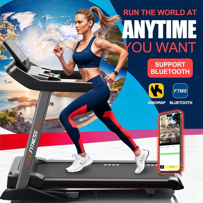 Біговий тренажер CharonFit T800: складний, потужний, до 160 кг, 20 км/год, з монітором, для дому