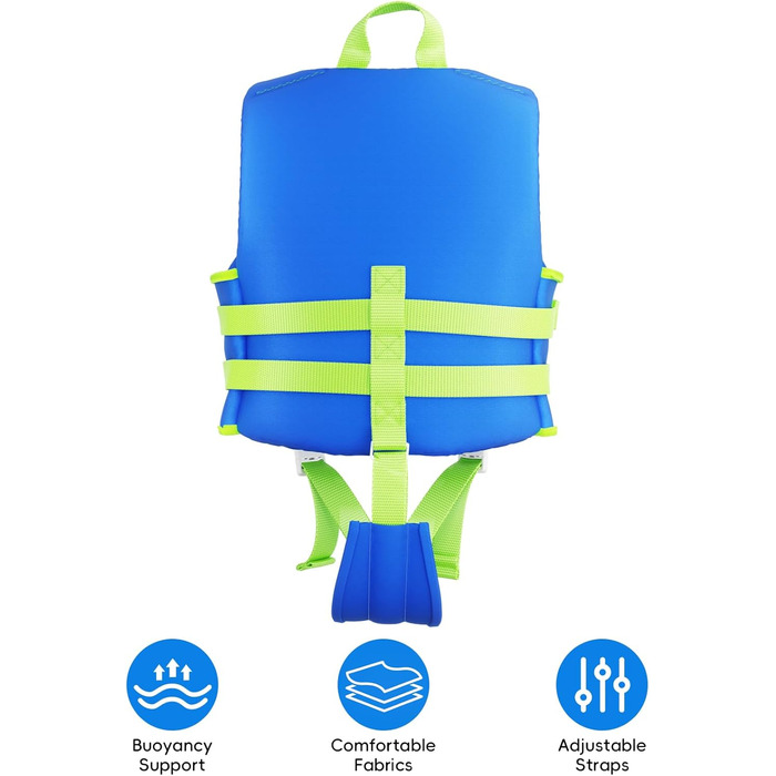 Дитячий рятувальний жилет Kinder Float Jacket (S, 15-19 кг, 2-3 роки, синій) - Неопреновий жилет для плавання та навчання