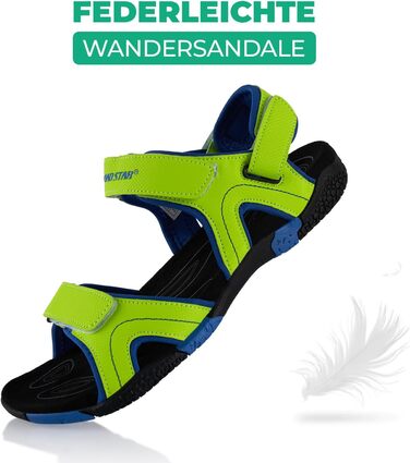 Трекінгові сандалії Fusskleidung для жінок та чоловіків, літні похідні взуття з міцною прогумованою підошвою, розмір 41 EU, колір зелено-синій