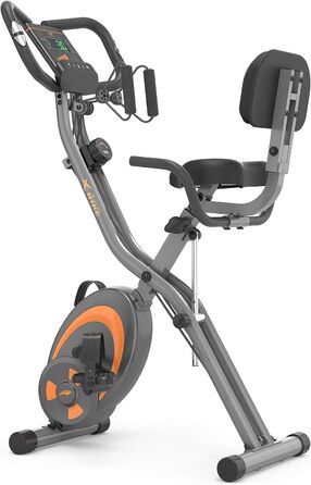 Leikefitness Складне велотренажер з еспандерами, датчиком пульсу та LCD-дисплеєм, сірий (2280)