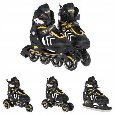 Дитячі роликові ковзани SporTrike, регульовані (розмір 29-33), чорно-жовті, 4 колеса 85A