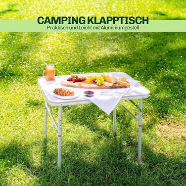 Складний туристичний стіл Campingtisch: регульована висота, зручний ручний перенесення, легкий алюміній, 75x55x26/60 см. Ідеальний для кемпінгу, саду та балкону.