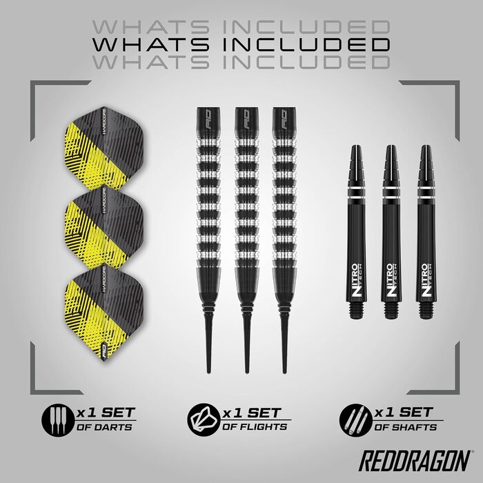 Преміум набір дартсів Red Dragon Razor Edge Elite з вольфраму з оперенням та стрижнями