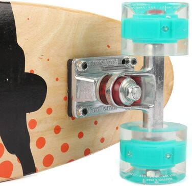 Скейтборд FunTomia Mini-Board Cruiser 57 см з 7-шарового канадського клена, підшипники Mach1 ABEC-9, помаранчевий, з LED колесами Petrol