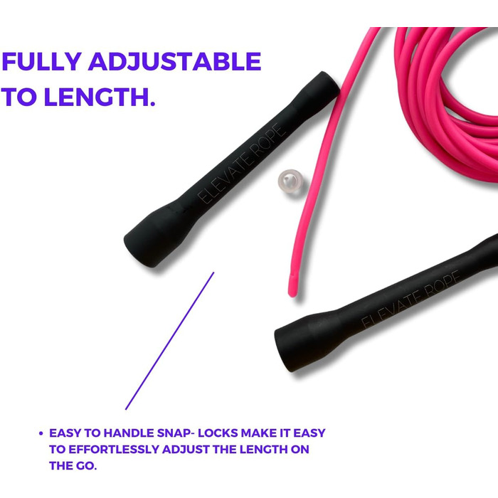 Стрибкове канат для боксерів - професійний спортивний канат Elevate - регульований канат для швидкого стрибкування - скакалка для боксерів та бойових мистецтв - для занять в приміщенні та на вулиці - фітнес-канат (рожевий/чорний)