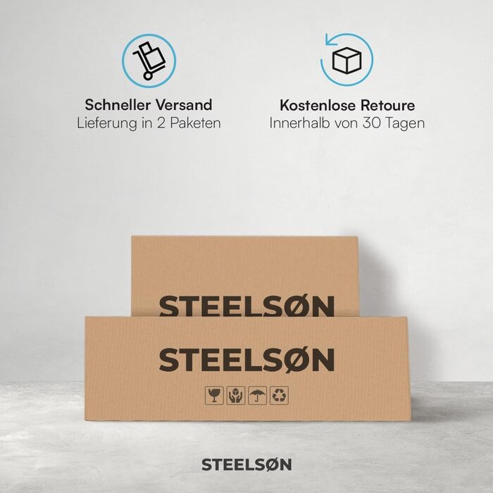 STEELSØN Zennar – Розкладний буфет-садовий стіл для тераси та балкона на 8 осіб, чорний, ротанг-оптика, вологостійкий