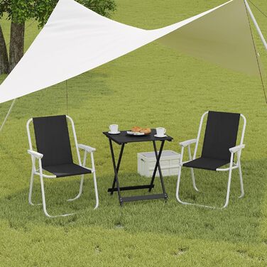 Складаний столик Woltu з алюмінію для дачі, балкону та саду, 50.5x47x59.5 см, чорний