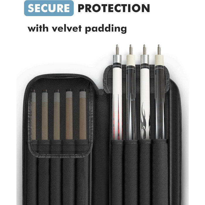 Чохол для більярдних київ: містка, м'яка та міцна сумка на 4 киї, з регульованими ременями (аквамарин/чорний)