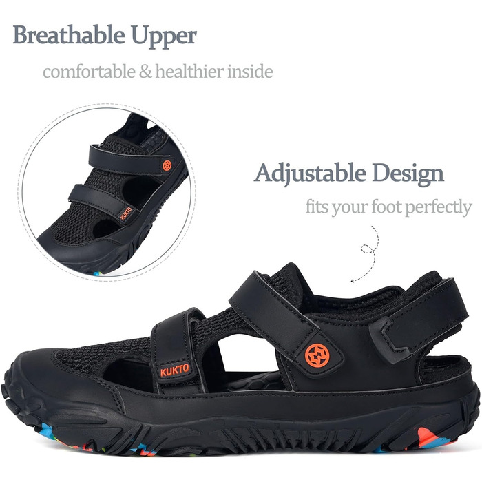 Чоловічі сандалі для плавання Hsyooes спортивні аквашузи пляжні шльопанці для хайкінгу швидковисихаючі чорні 43 EU