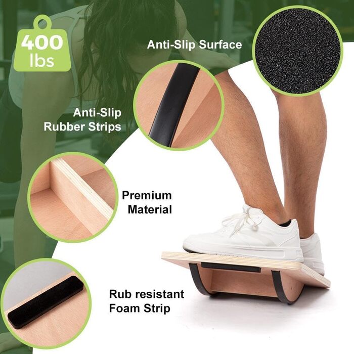 Дерев'яна баланс-дошка, неслизька поверхня, для тренування корпусу та гомілковостопного суглоба