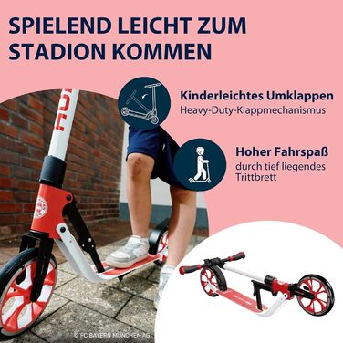 Самокат HUDORA BigWheel 205 Advanced FC Bayern München, алюмінієвий, до 100 кг, складаний, для дітей, підлітків і дорослих
