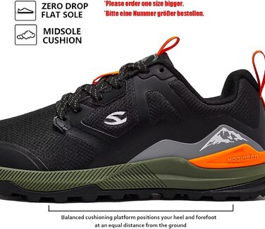 Чоловічі трейлові кросівки HOBIBEAR для трейлраннінгу, трекінгу та хайкінгу. Широка передня частина, не слизька підошва, чорний колір, 44 EU