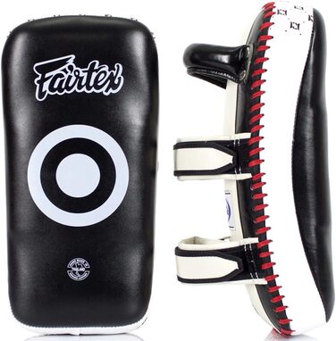 Тайські лапи Fairtex KPLC2, чорні-білі, для кікбоксингу, боксу та ММА