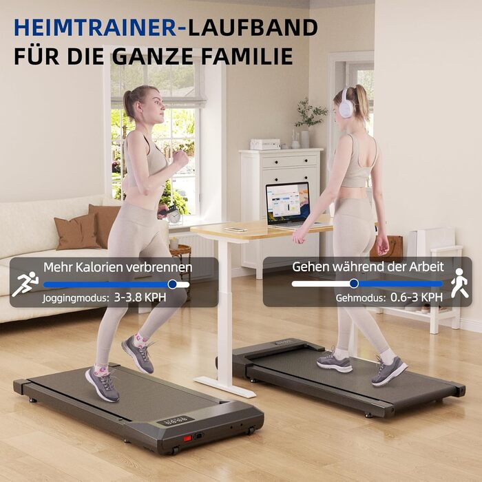 Lacuffy Raceable Walking Pad: Тиха ходунка з LCD-дисплеєм та керуванням через додаток, до 136 кг, для офісу та дому, з крокомером